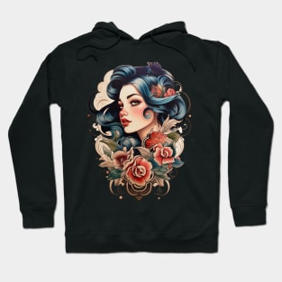 beautiful woman with flowers Hoodie